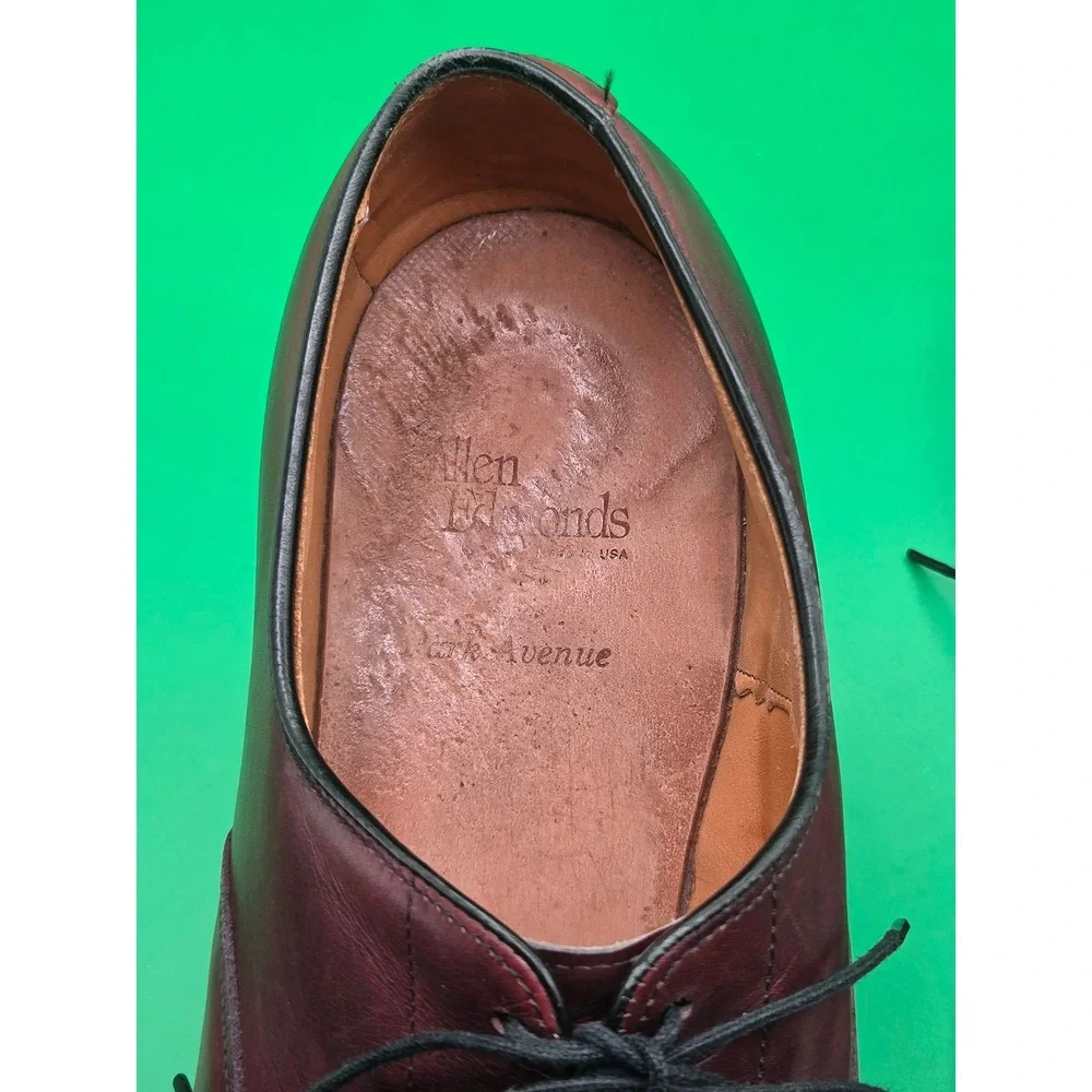 Allen Edmonds Mens Park Avenue Burgundy Leather Cap Toe Oxford Shoes 14 EEE 5875